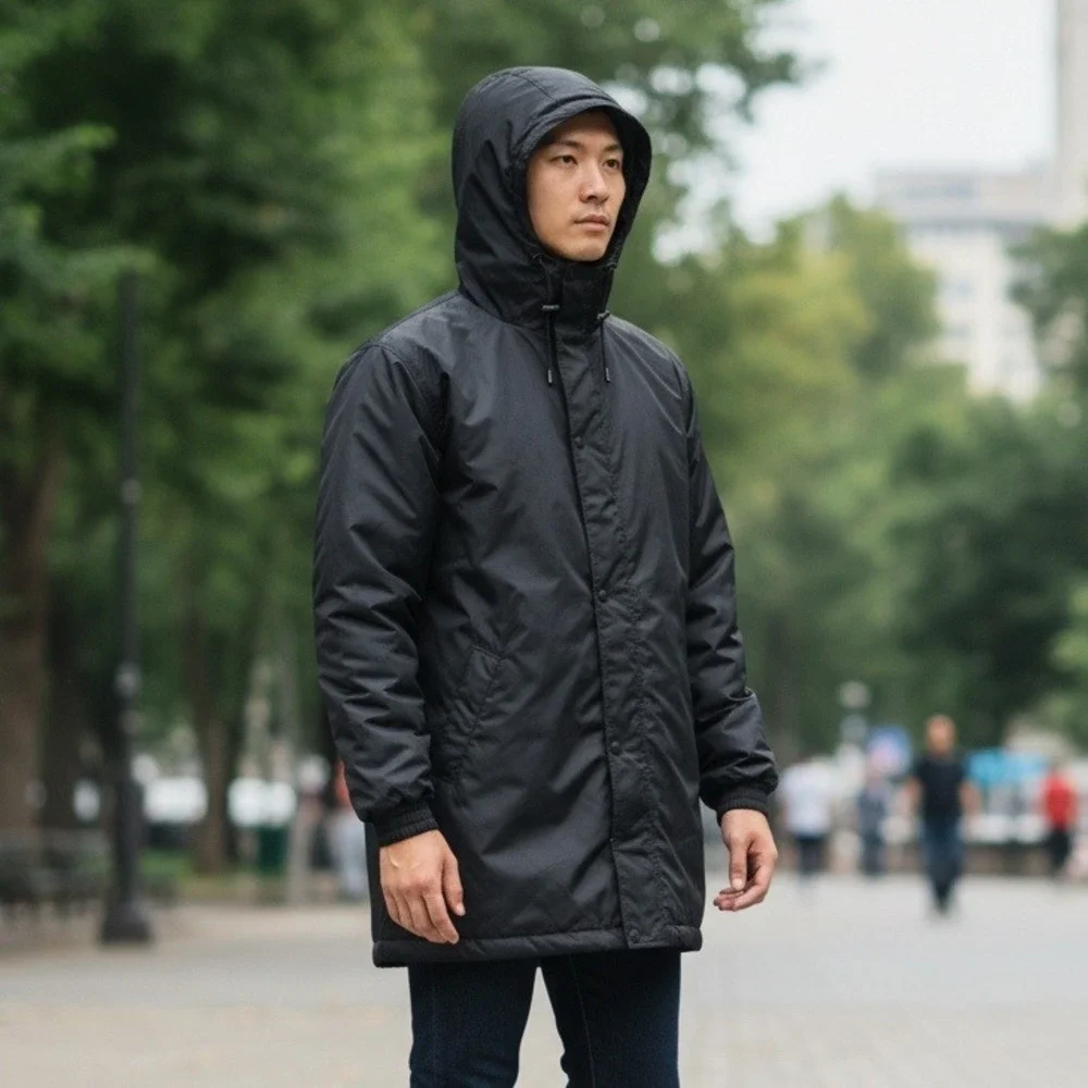 Vintage Illusion Black Reversible Waterproof Hooded Jacket Men's Size‎ XXL NEW
